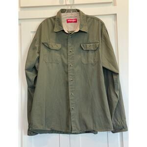 Wranger Men's olive green button up shirt/jacket 100% Cotton XL